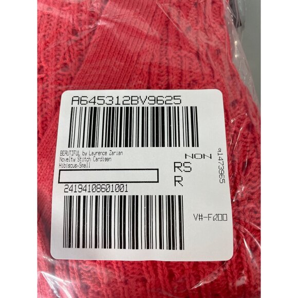 BEAUTIFUL by Lawrence Zarian Novelty Stitch Cardigan Womens Small Hibiscus NEW - Picture 4 of 9